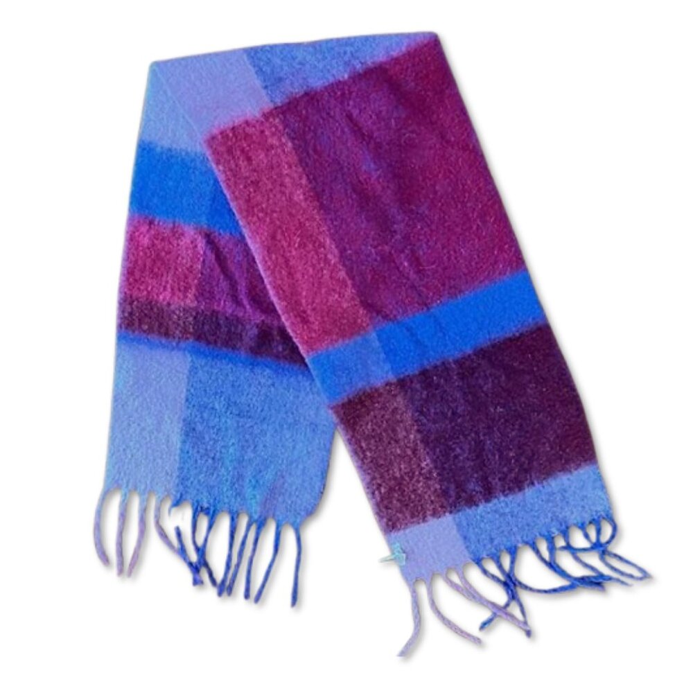 Free People Purple Plaid Oversized Cozy Blanket Scarf